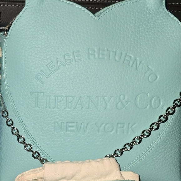 Tiffany & Co. Aqua Leather Shoulder Bag & Matching Tiffany WALLET - Picture 3 of 8